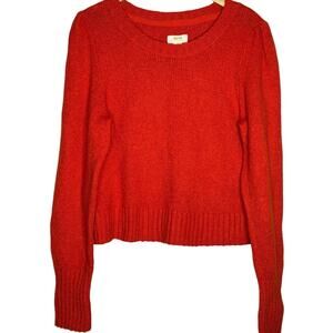 Maeve Anthropologie Orange Sweater Size XL Crew Neck Pullover Puff Sleeves Soft